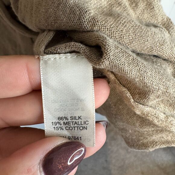 J.JILL SILK SILK BLEND MINIMALIST ASYMMETRICAL BUTTON CARDIGAN TOP SZ L - Picture 3 of 3